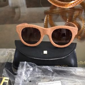 Linda Farrow square corner snakeskin sunglasses